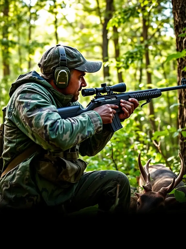 A hunter in a natural setting, practicing ethical hunting techniques and respecting the environment.