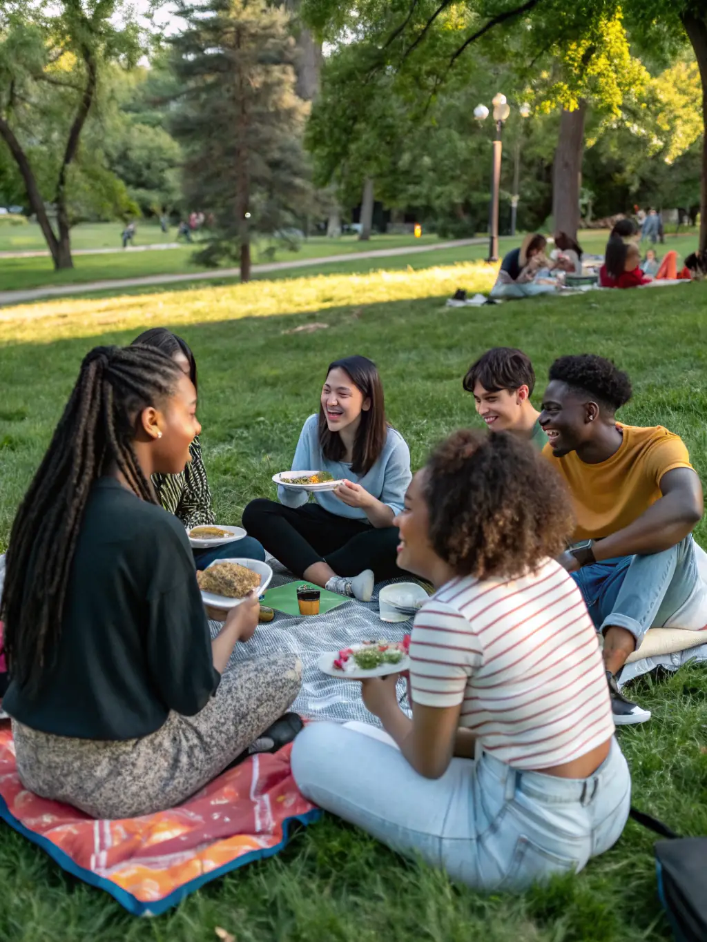 A community gathering in a natural setting with participants engaging in educational activities, emphasizing the organization's community engagement efforts.